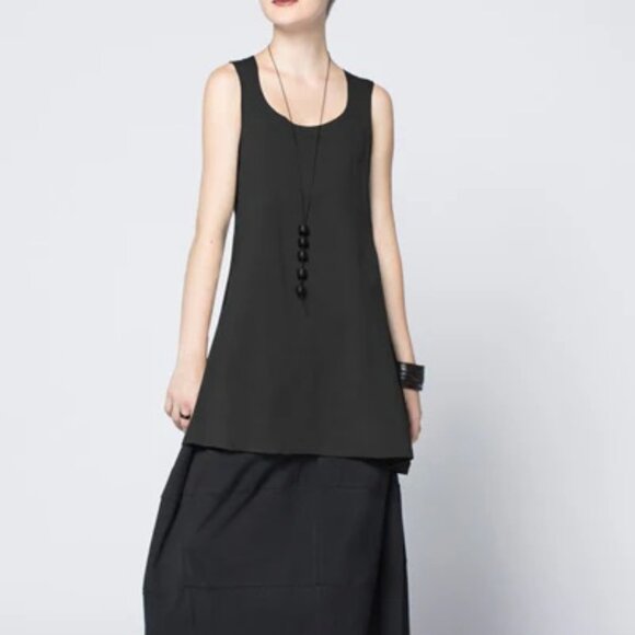 Kaliyana Long Tank in Black 100% cotton Women   size 3 /X/XL - Picture 1 of 7